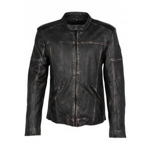 NEW MAURITIUS men's aryn rf vintage distressed leather jacket in black